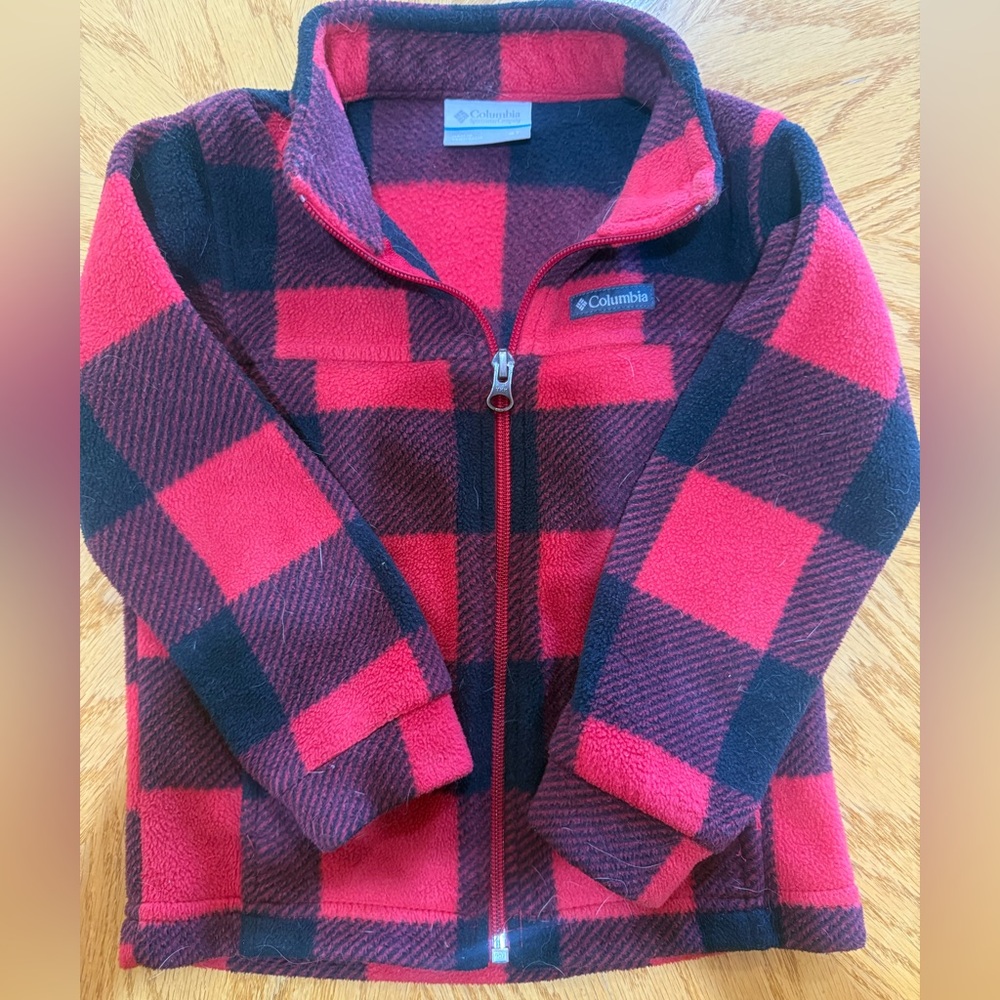 Columbia Red and Black Checkered Fleece Jacket